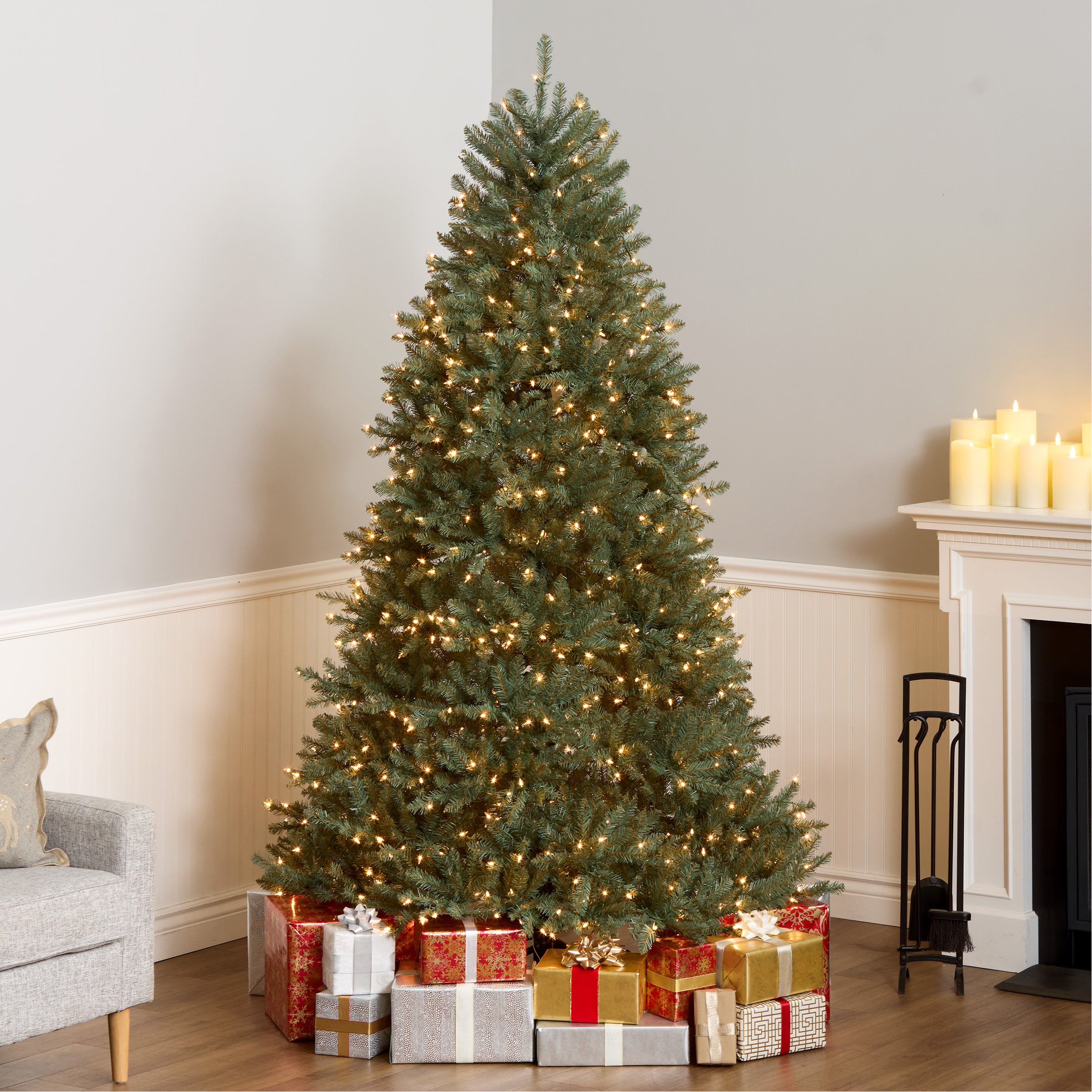 7.5 ft. Pre-Lit Dunhill Fir Blue Tree with Clear Lights · National
