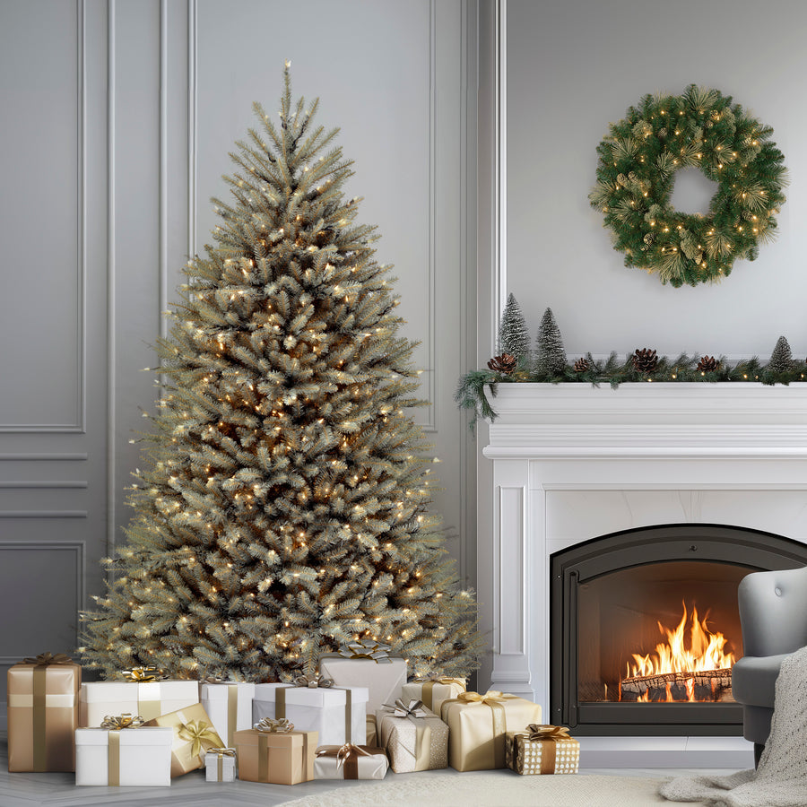 7.5 ft. Pre-Lit Dunhill Fir Blue Tree with Clear Lights