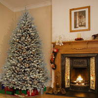 7.5 ft. Pre-Lit Dunhill Fir Snowy Blue Tree with Clear Lights - National Tree Company