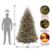 7.5 ft. Pre-Lit Dunhill Fir Snowy Blue Tree with Clear Lights - National Tree Company