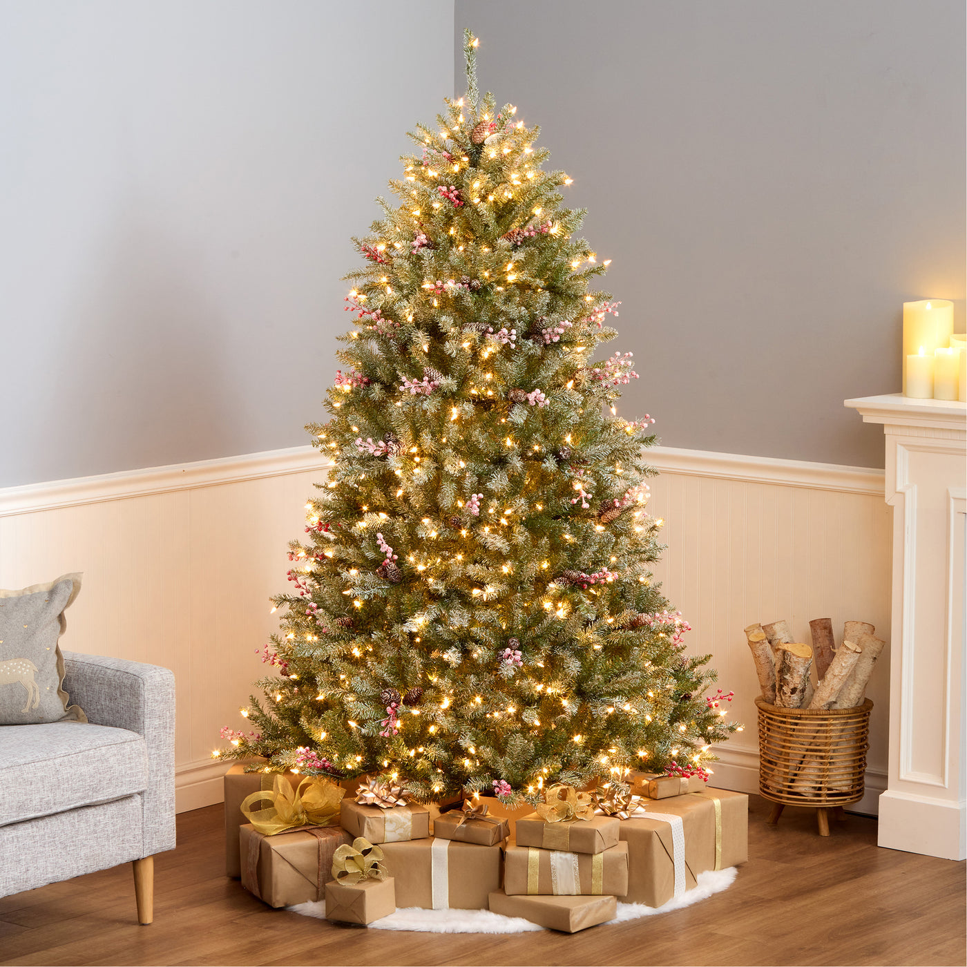 6.5 ft. Pre-Lit Dunhill Fir Snowy Tree with Clear Lights - National Tree Company
