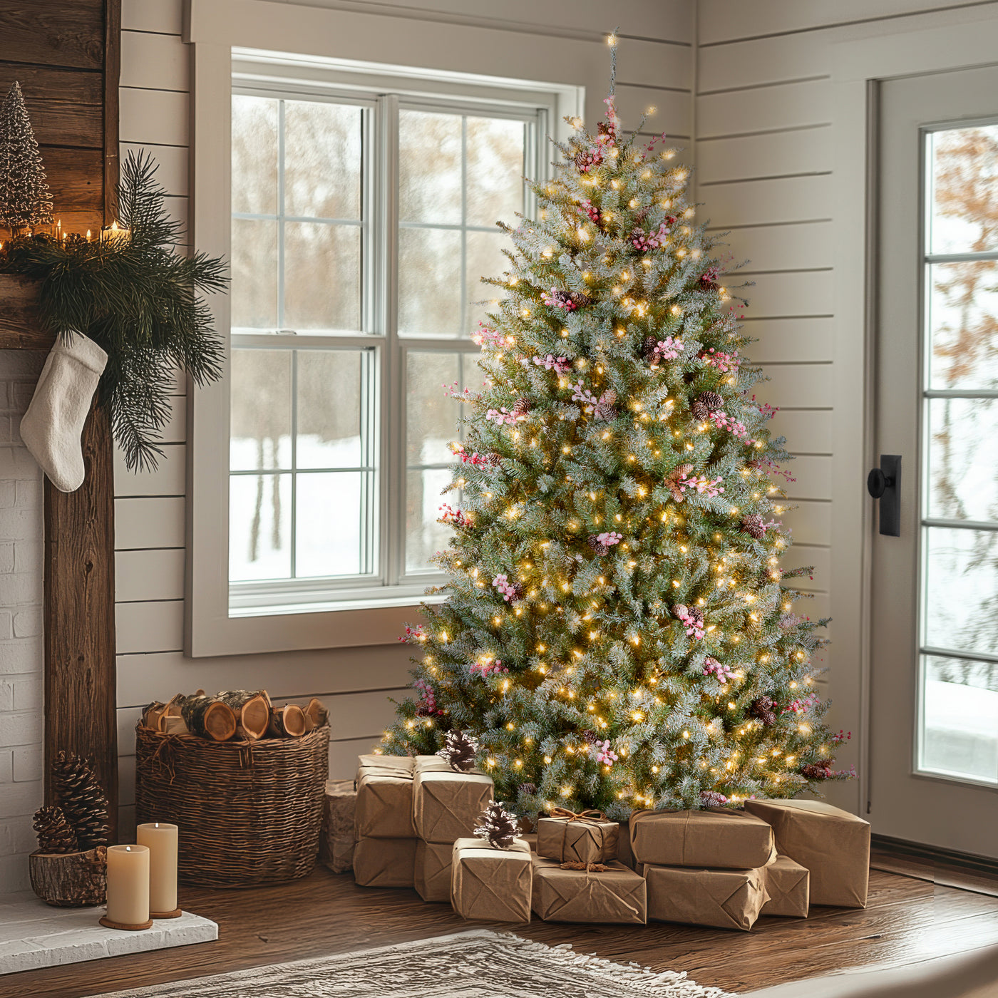 6.5 ft. Pre-Lit Dunhill Fir Snowy Tree with Clear Lights - National Tree Company