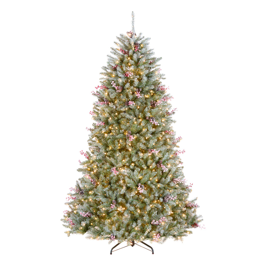 7.5 ft. Pre-Lit Dunhill Fir Flocked Tree with 750 Clear Lights - National Tree Company