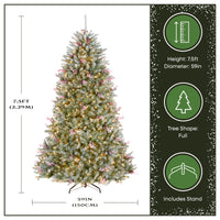 7.5 ft. Pre-Lit Dunhill Fir Flocked Tree with 750 Clear Lights - National Tree Company