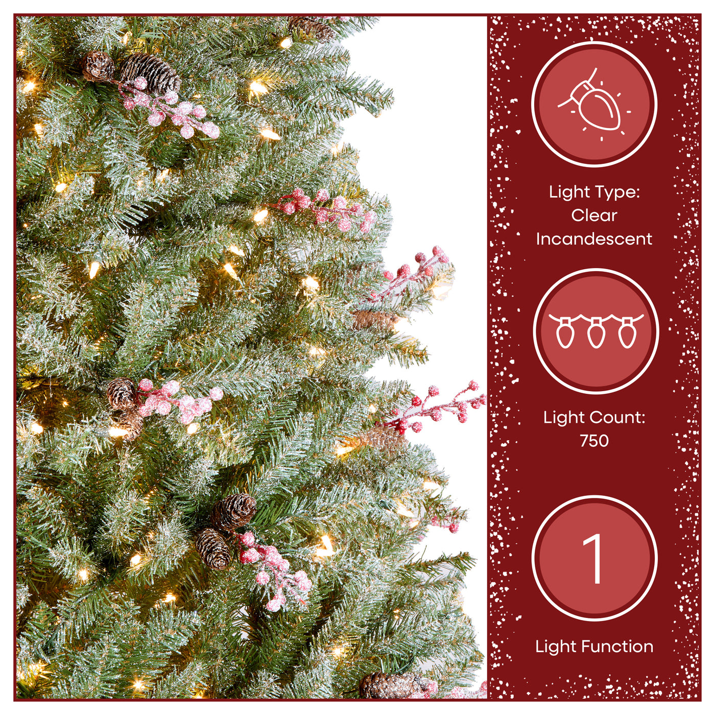 7.5 ft. Pre-Lit Dunhill Fir Flocked Tree with 750 Clear Lights - National Tree Company