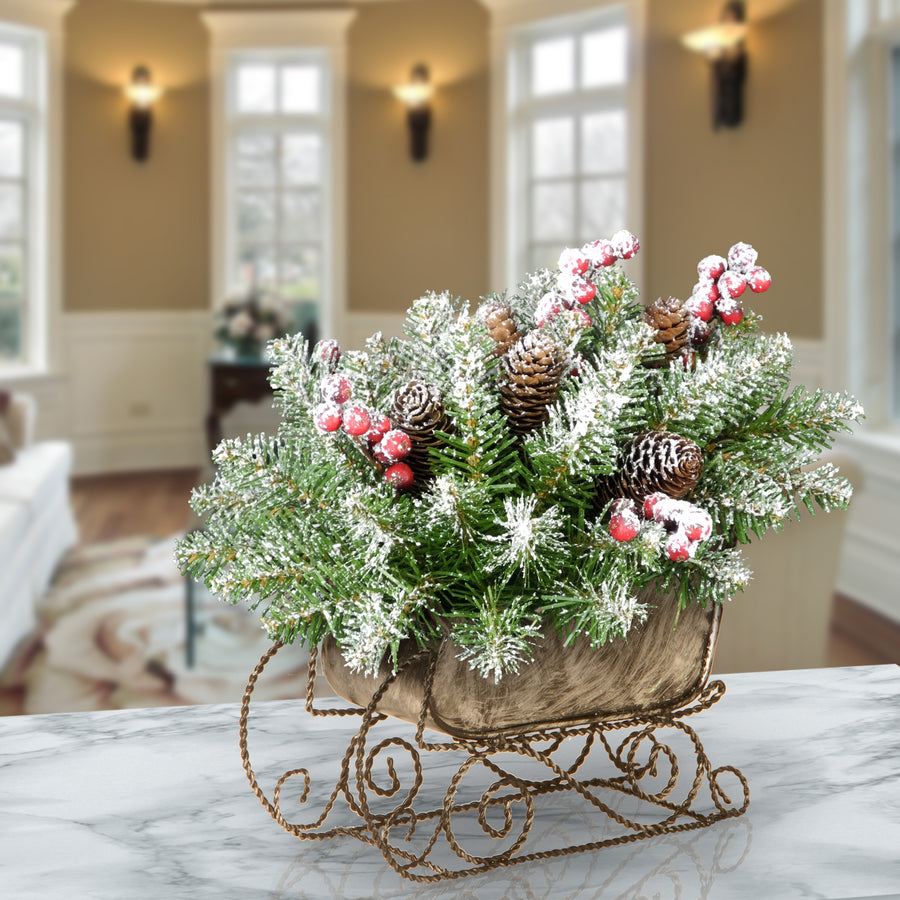10 in. Dunhill Fir Sleigh Centerpiece