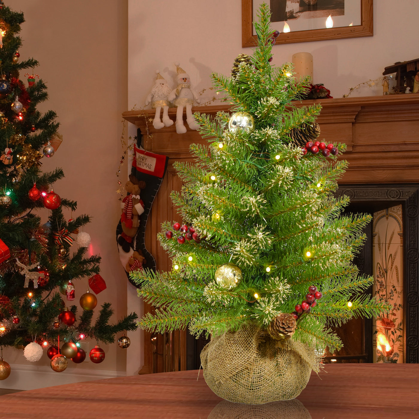 2 ft. Pre-Lit Dunhill Fir Glittery Gold Tree with LED Lights - National Tree Company