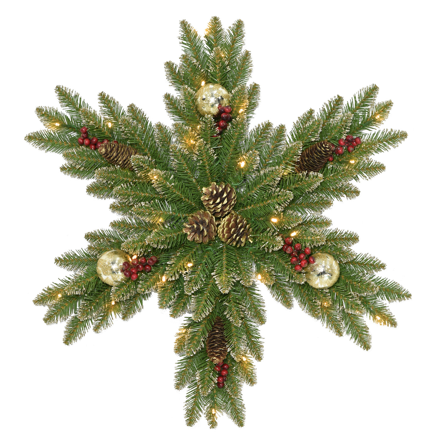 32 in. Pre-Lit Glittery Gold Dunhill Fir Snowflake with LED Lights - National Tree Company