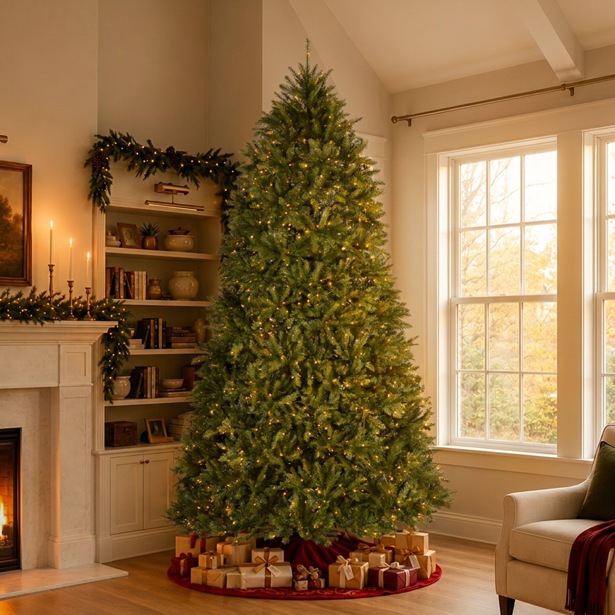 10 ft. Pre-Lit Dunhill Fir Hinged Tree with Clear Lights, Plug-In