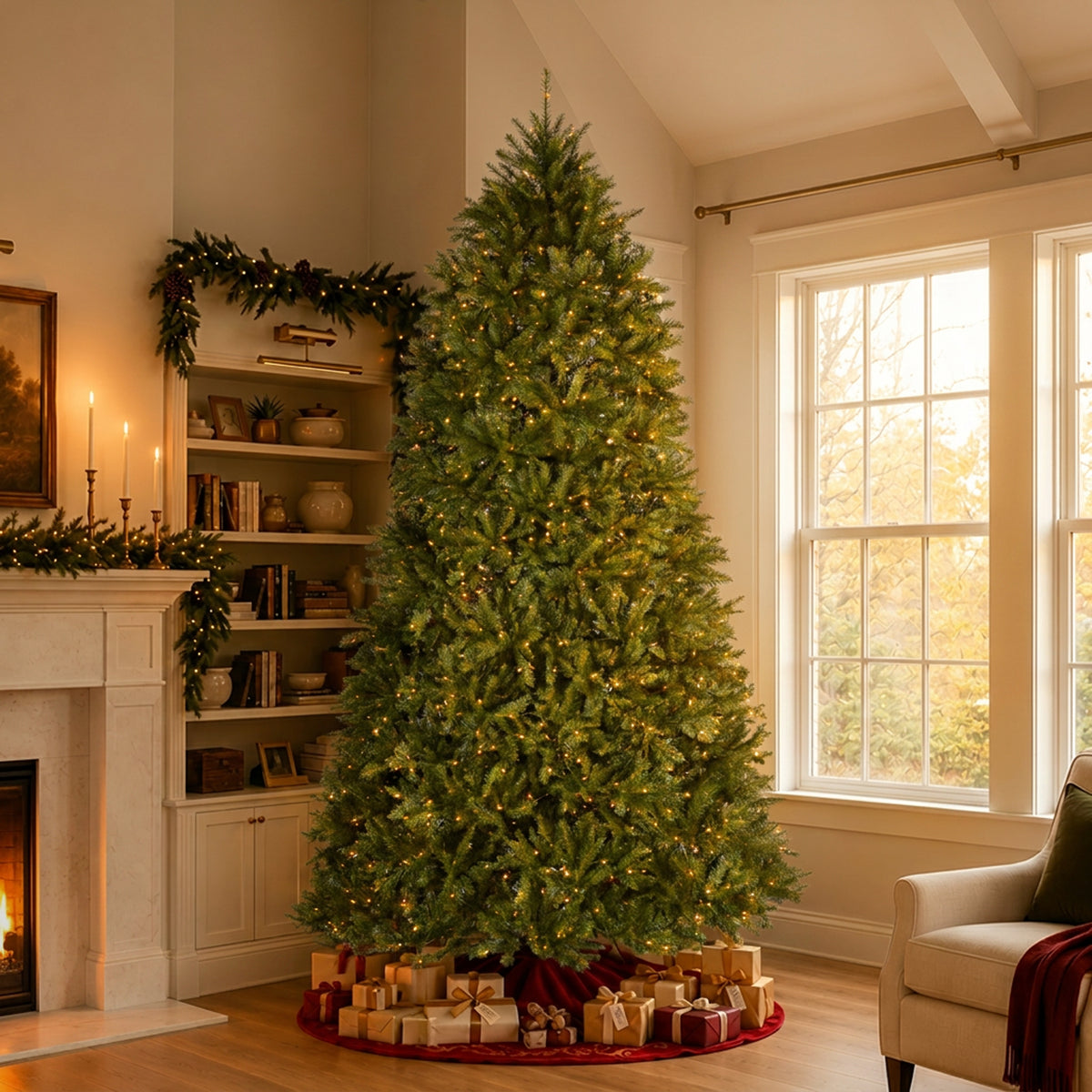 10 ft. Pre-Lit Dunhill Fir Hinged Tree with Clear Lights, Plug-In - National Tree Company