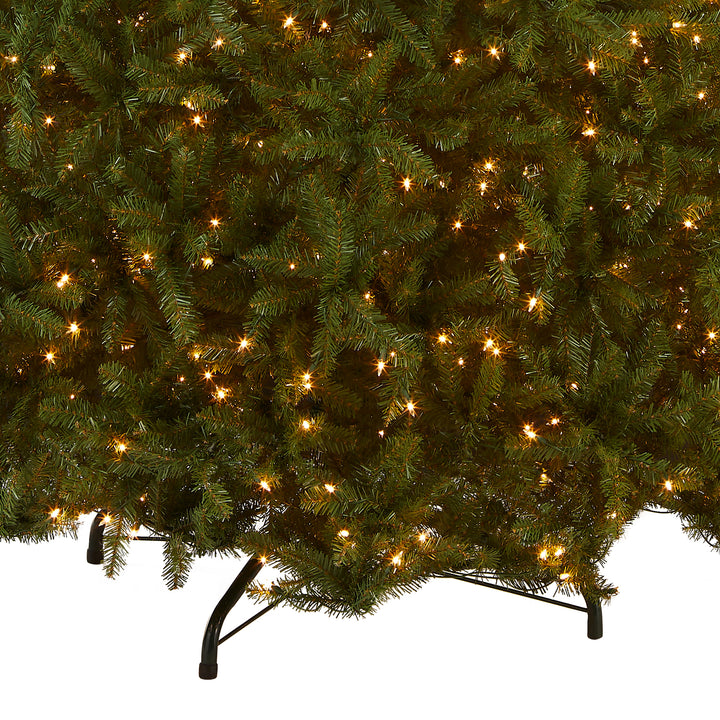 Pre-Lit Artificial Full Christmas Tree, Green, Dunhill Fir, White Lights, Includes Stand, 12 Feet