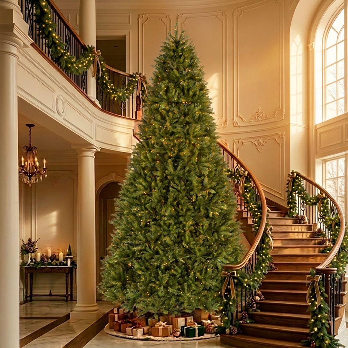 14 ft. Dunhill Fir Hinged Tree with Clear Lights - National Tree Company