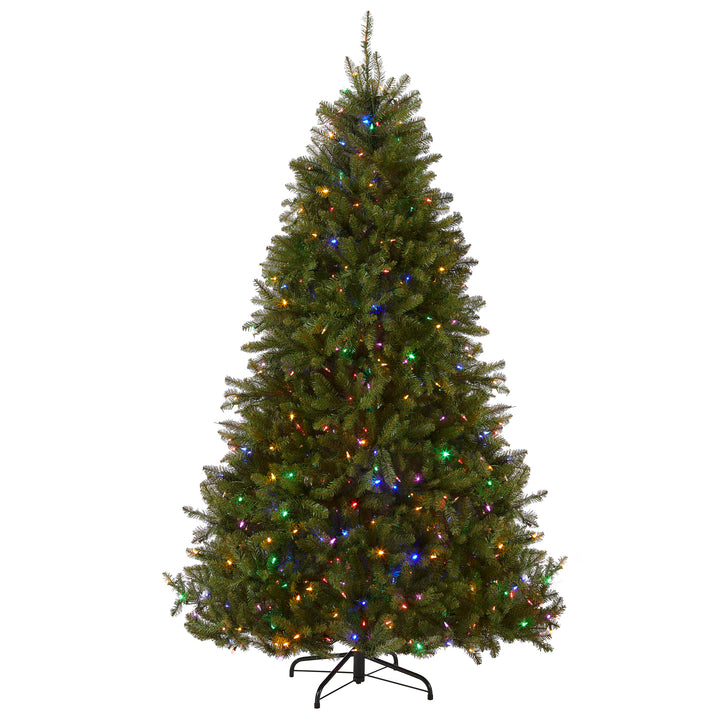 Pre-Lit Artificial Full Christmas Tree, Green, Dunhill Fir, Dual Color LED Lights, Includes Stand, 9 Feet