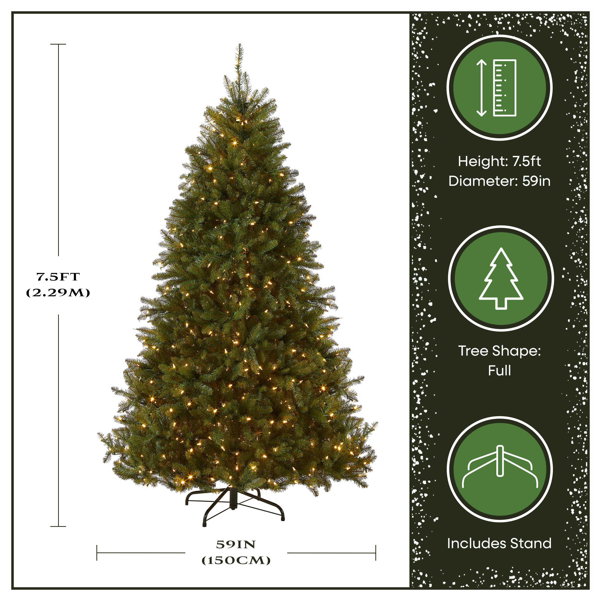 7.5 ft. Pre-Lit Dunhill Fir Tree with Dual Color LED Lights, Plug