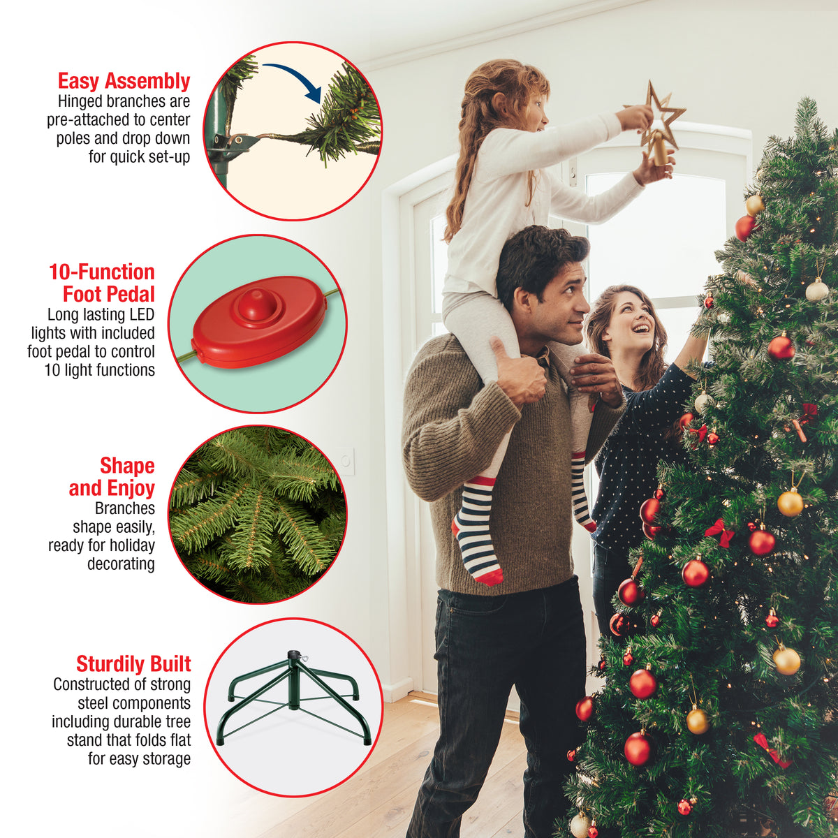 7.5 ft. Pre-Lit Dunhill Fir Tree with Dual Color LED Lights, Plug-In ...