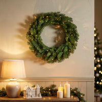 24 in. Pre-Lit Northvale Fir Wreath with Warm White LED Lights - National Tree Company