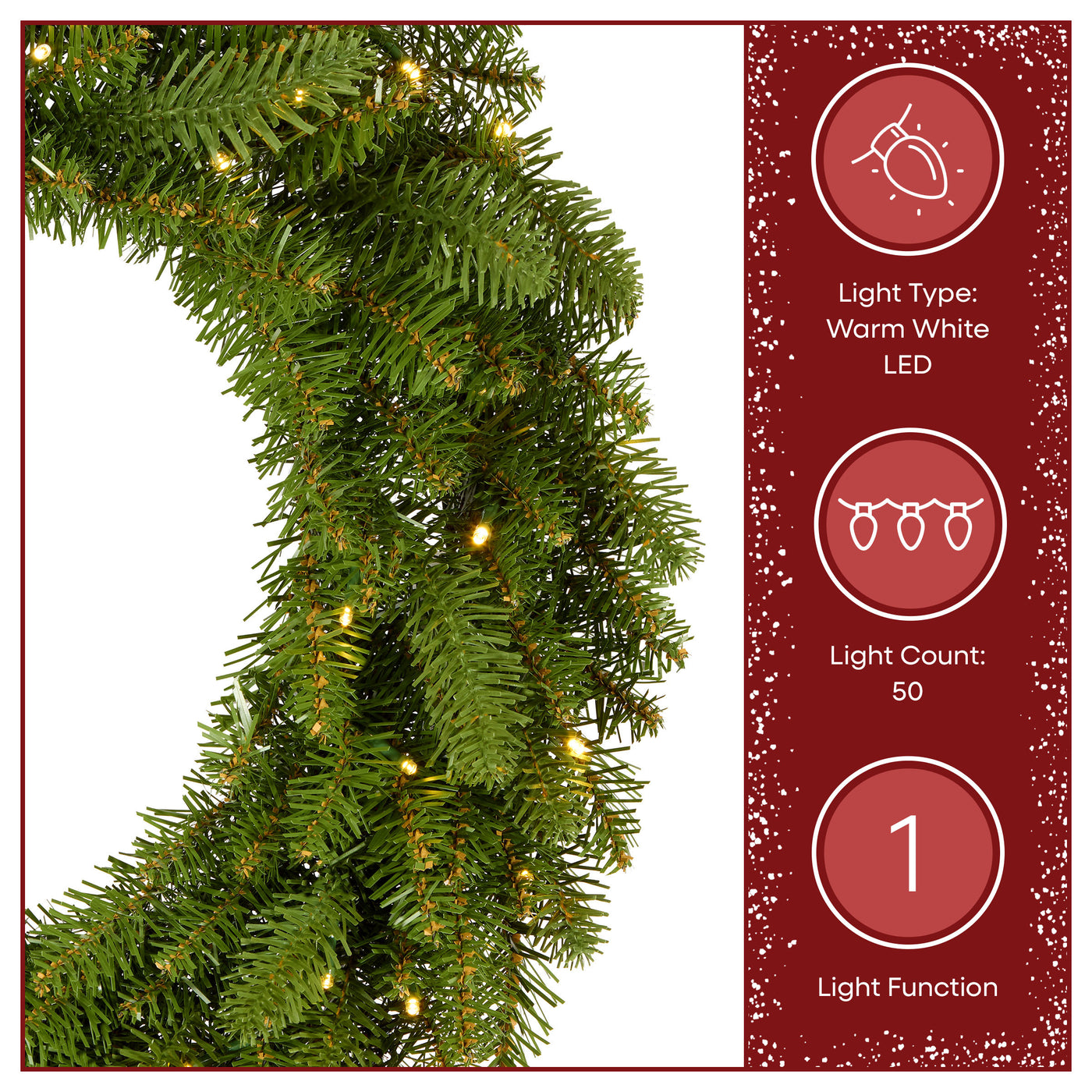 24 in. Pre-Lit Northvale Fir Wreath with Warm White LED Lights - National Tree Company