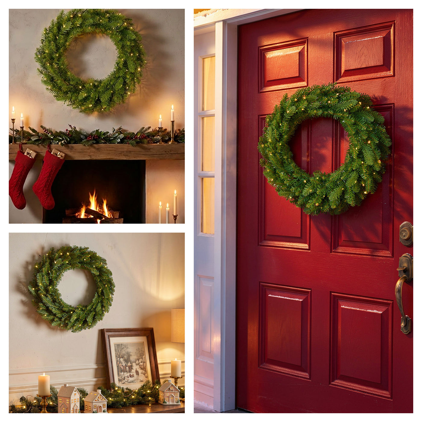 24 in. Pre-Lit Northvale Fir Wreath with Warm White LED Lights - National Tree Company