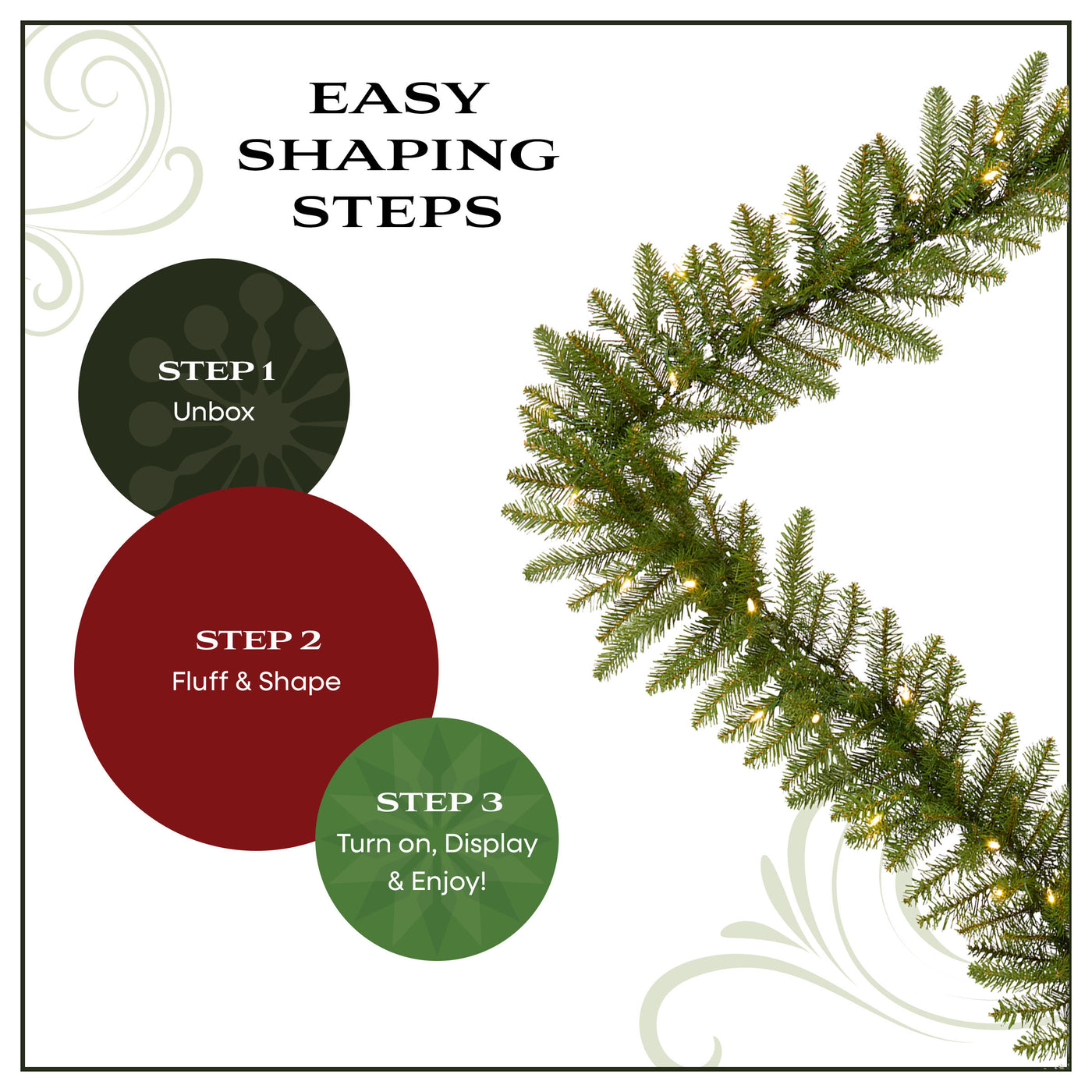9 ft. Pre-Lit Northvale Fir Garland with Warm White LED Lights, Plug-in - National Tree Company