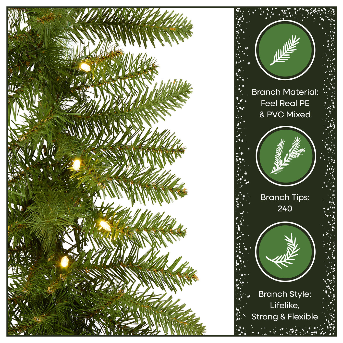 9 ft. Pre-Lit Northvale Fir Garland with Warm White LED Lights, Plug-in - National Tree Company