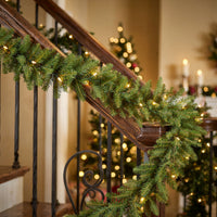 9 ft. Pre-Lit Northvale Fir Garland with Warm White LED Lights, Plug-in - National Tree Company