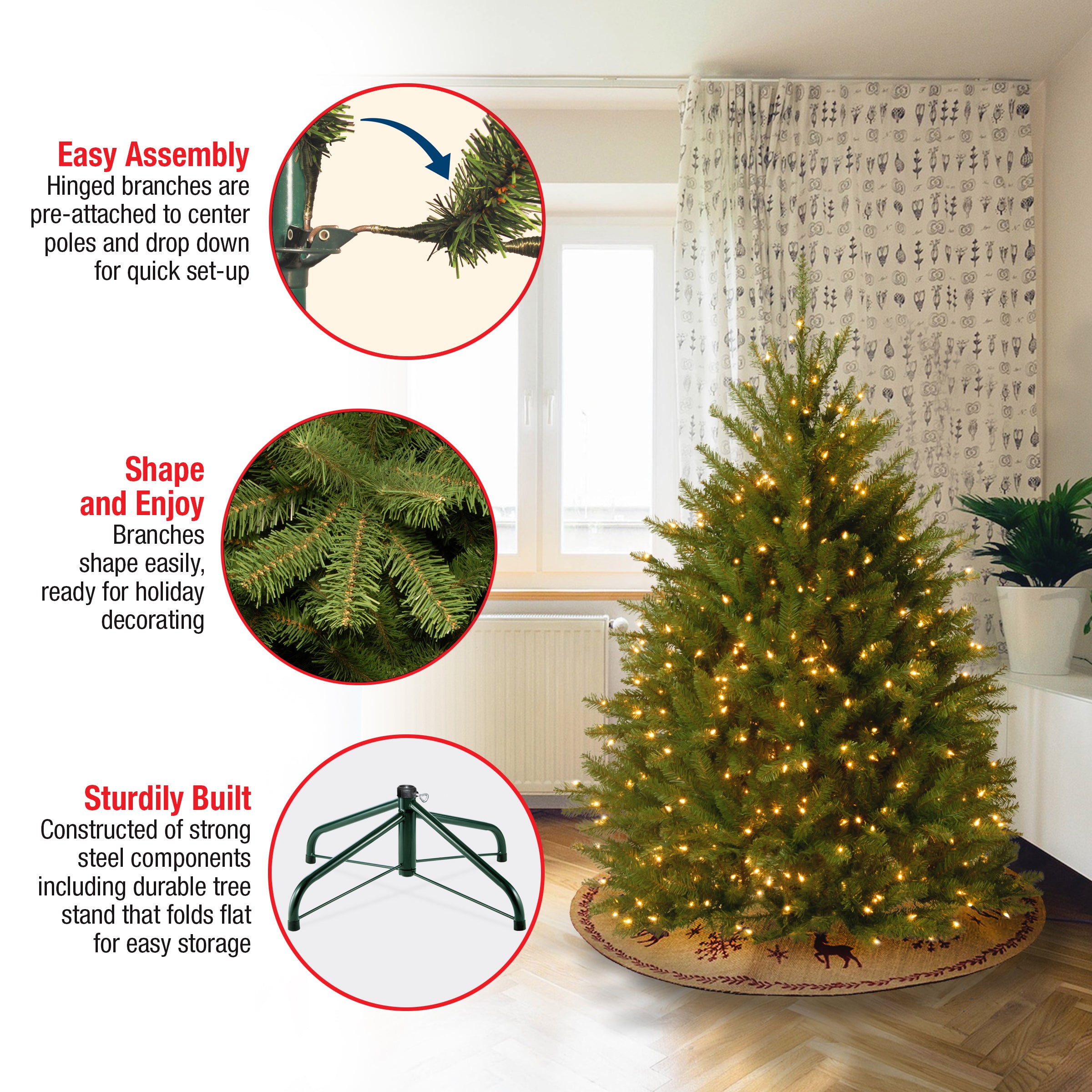 4 ft. Pre-Lit Dunhill Fir Tree with Clear Lights · National