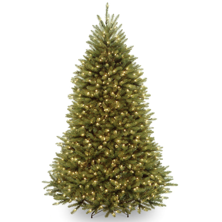 Pre-Lit Artificial Full Christmas Tree, Green, Dunhill Fir, White Lights, Includes Stand, 6.5 Feet