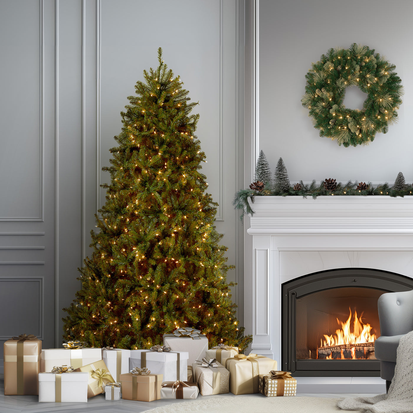 6.5 ft. Pre-Lit Dunhill Fir Tree with Clear Lights, Plug-In - National Tree Company