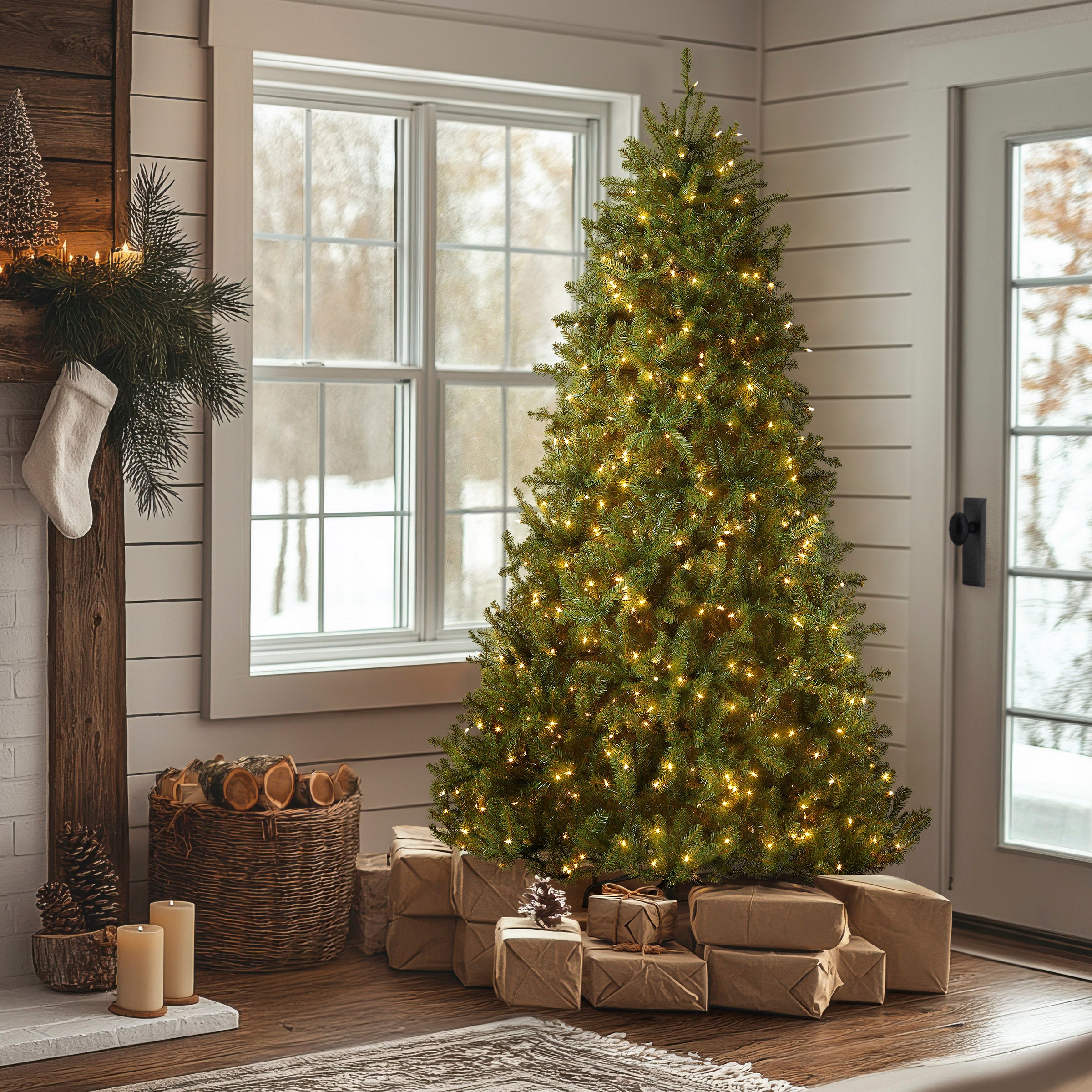 クリスマスツリー　National Tree Company DUH-40LO 6.5 ft. Pre-Lit Dunhill Fir Tree with Clear Lights, Plug-In