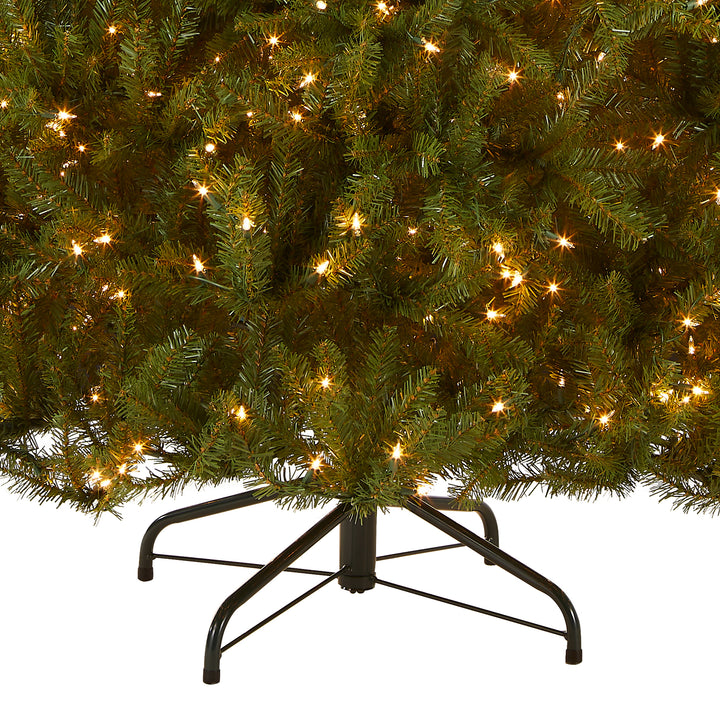 Pre-Lit Artificial Full Christmas Tree, Green, Dunhill Fir, White Lights, Includes Stand, 6.5 Feet