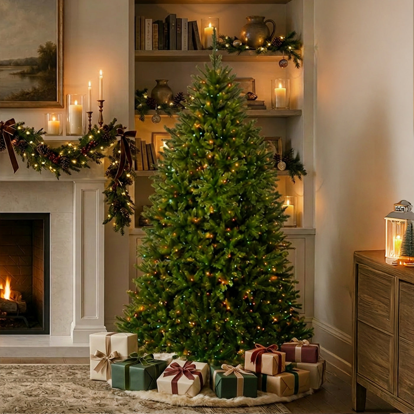 6.5 ft. Pre-Lit Dunhill Fir Hinged Tree with Multicolor Lights, Plug-In - National Tree Company