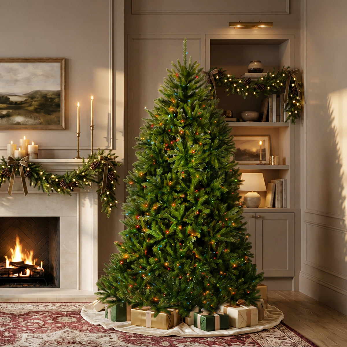 7 ft. Pre-Lit Dunhill Fir Hinged Tree with Multicolor Lights, Plug-In - National Tree Company