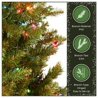 7 ft. Pre-Lit Dunhill Fir Hinged Tree with Multicolor Lights, Plug-In - National Tree Company