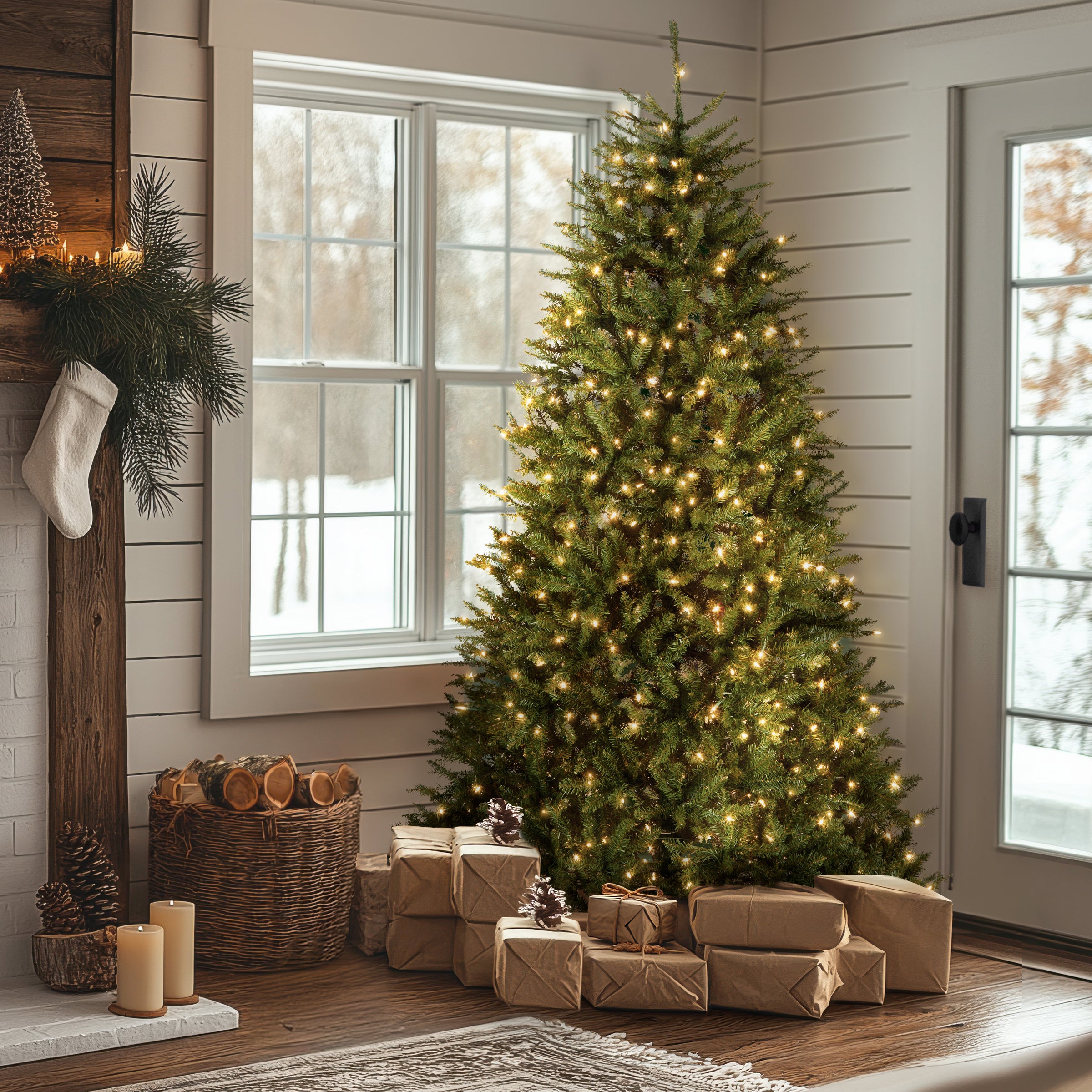 7.5 ft. Pre-Lit Dunhill Fir Hinged Tree with Clear Lights, Plug-In