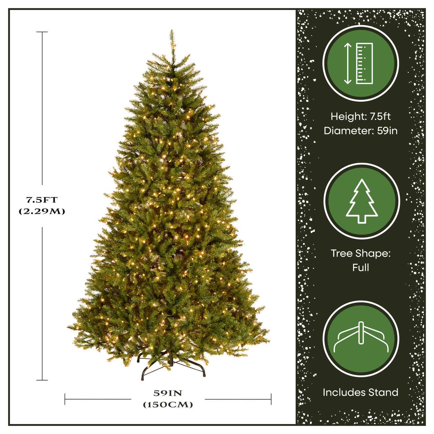 7.5 ft. Pre-Lit Dunhill Fir Hinged Tree with Clear Lights, Plug-In - National Tree Company