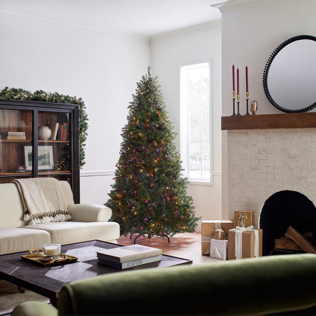 Artificial Full Christmas Tree, Green, Dunhill Fir, Includes Stand, 7.5 Feet