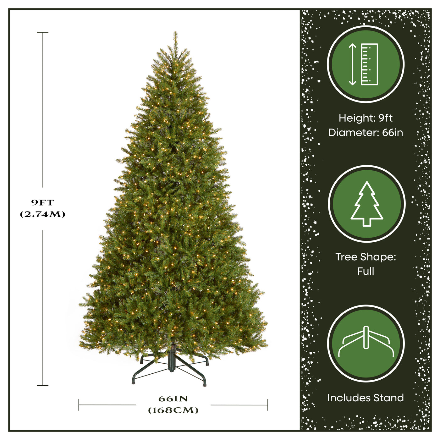 9 ft. Pre-Lit Dunhill Fir Hinged Tree with 1100 Clear Lights - National Tree Company