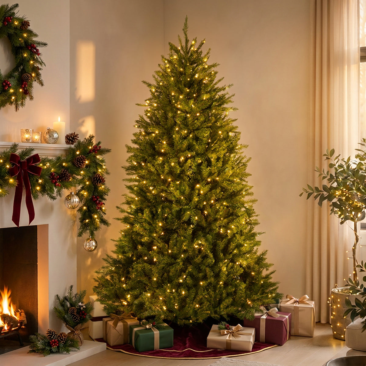 6.5 ft. Pre-Lit Dunhill Fir Hinged Tree with PowerConnect Clear Lights, Plug-In - National Tree Company