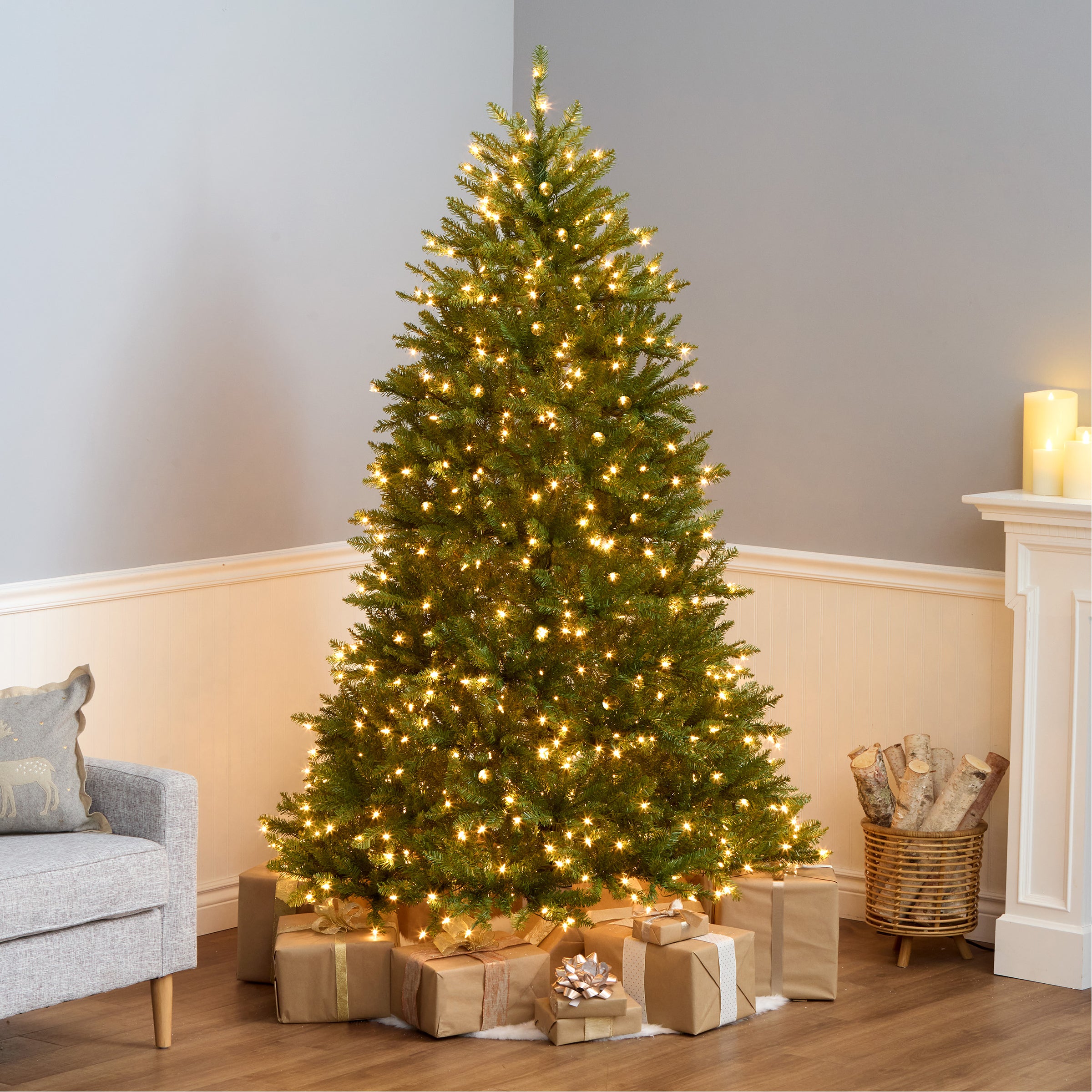 7 ft. Pre-Lit Dunhill Fir Tree with PowerConnect Clear Lights