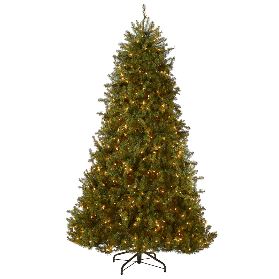 Pre-Lit Artificial Full Christmas Tree, Green, Clear Lights, Includes PowerConnect and Stand, 7.5 Feet