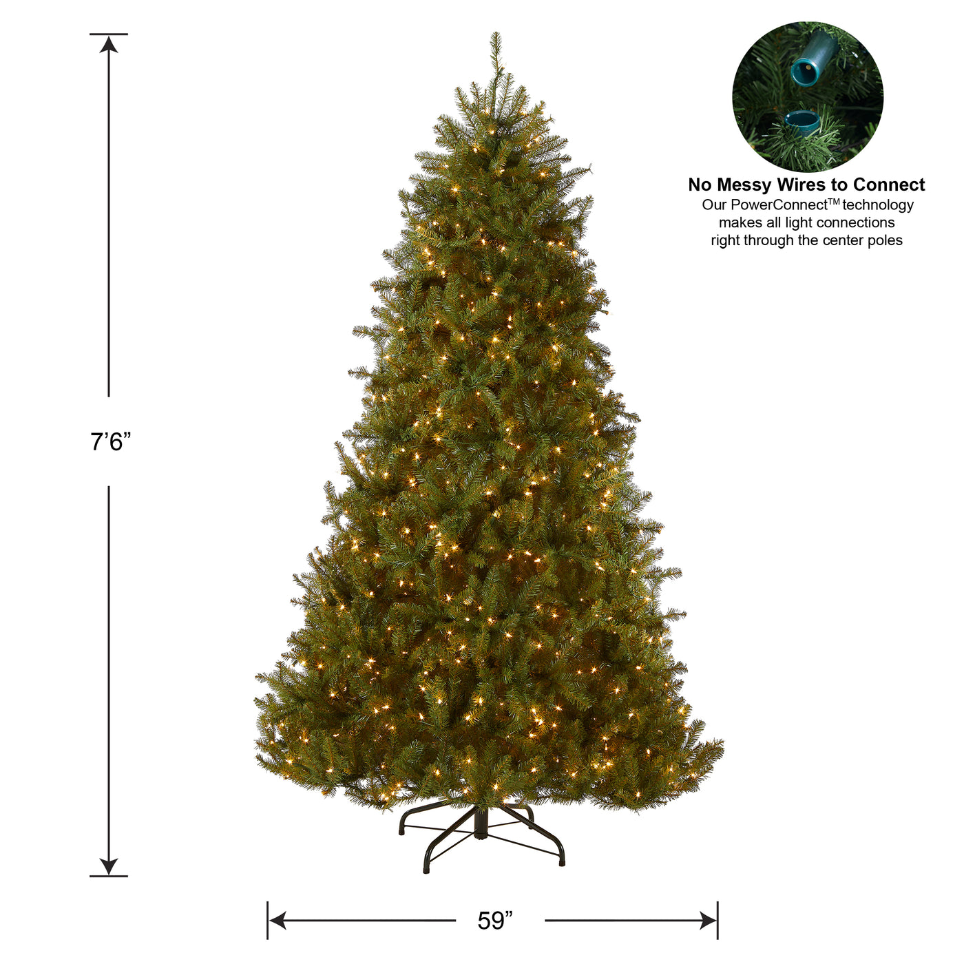 7.5 ft. Pre-Lit Dunhill Fir Tree with PowerConnect Clear Lights - National Tree Company