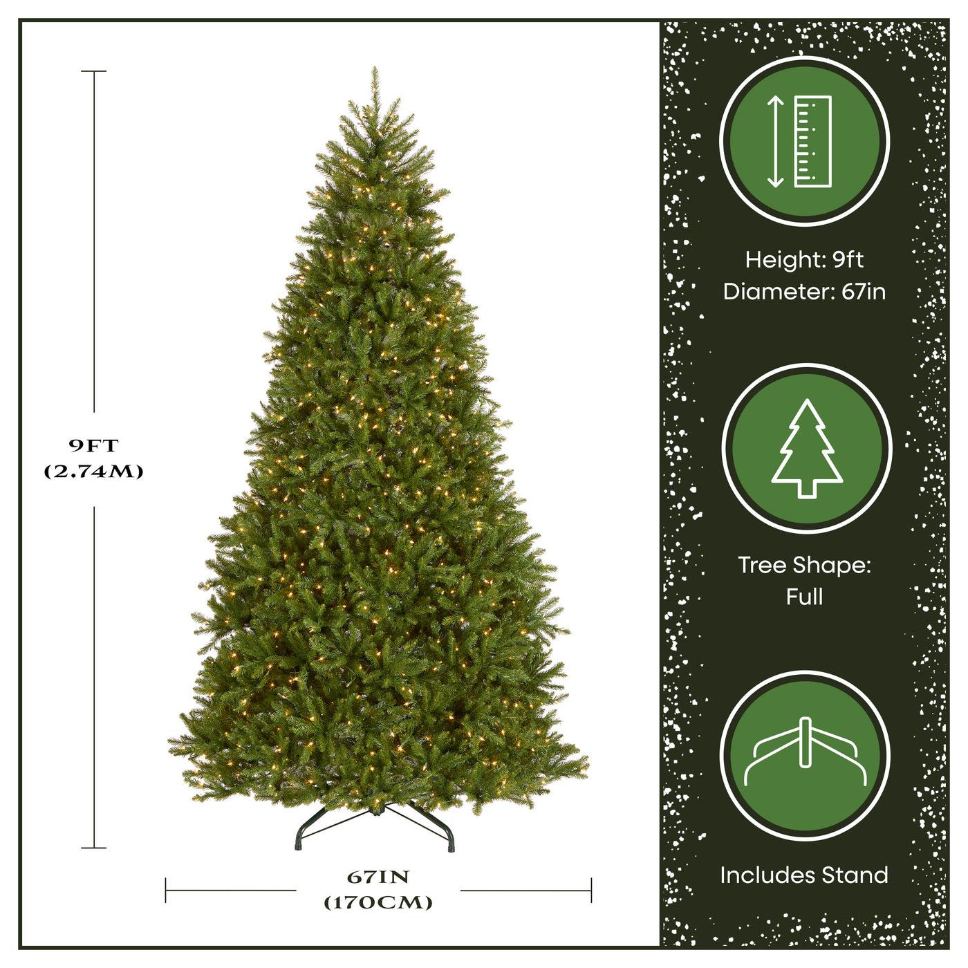 9 ft. Pre-Lit Dunhill Fir Hinged Tree with PowerConnect Clear Lights - National Tree Company