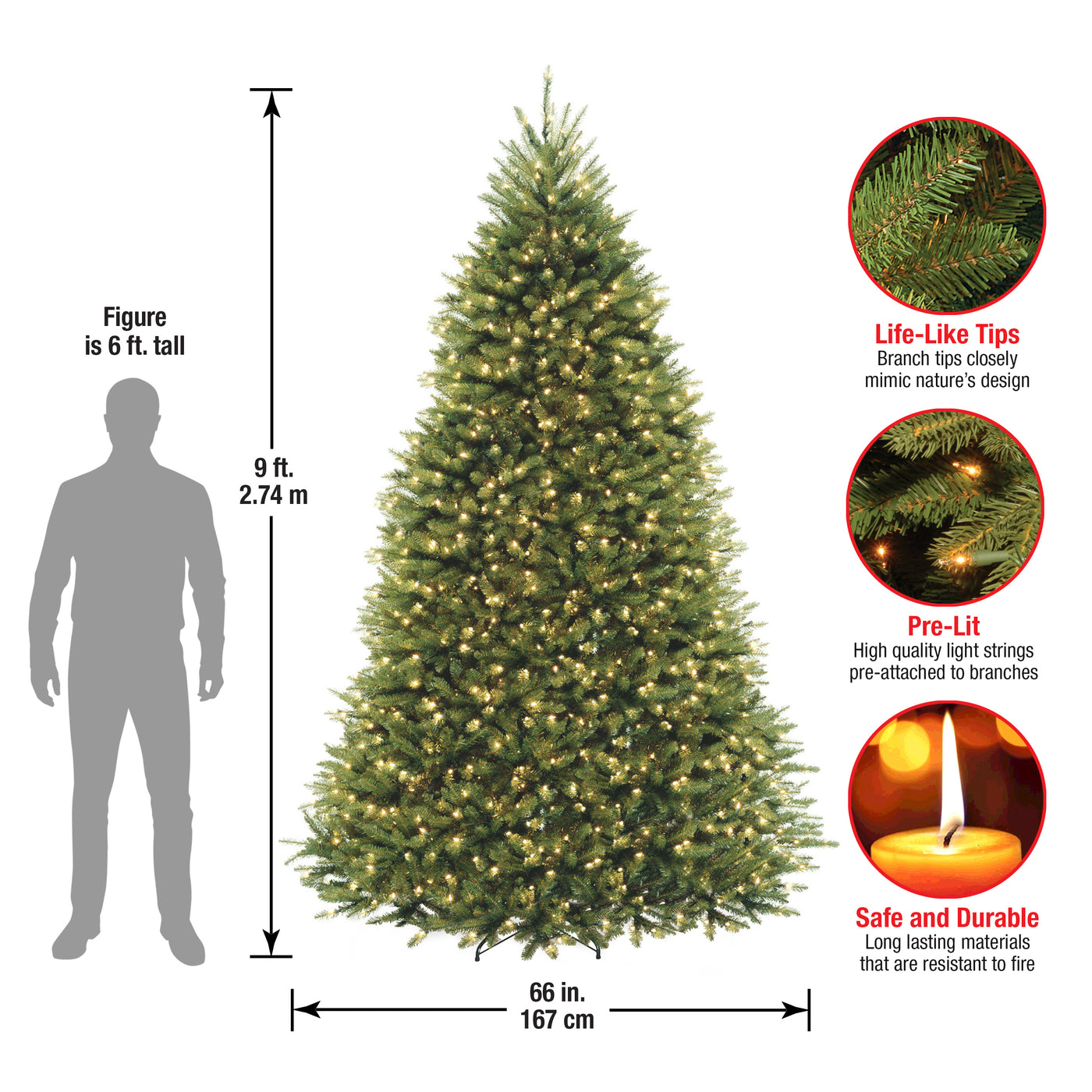 9 ft. Pre-Lit Dunhill Fir Tree with PowerConnect Clear Lights - National Tree Company