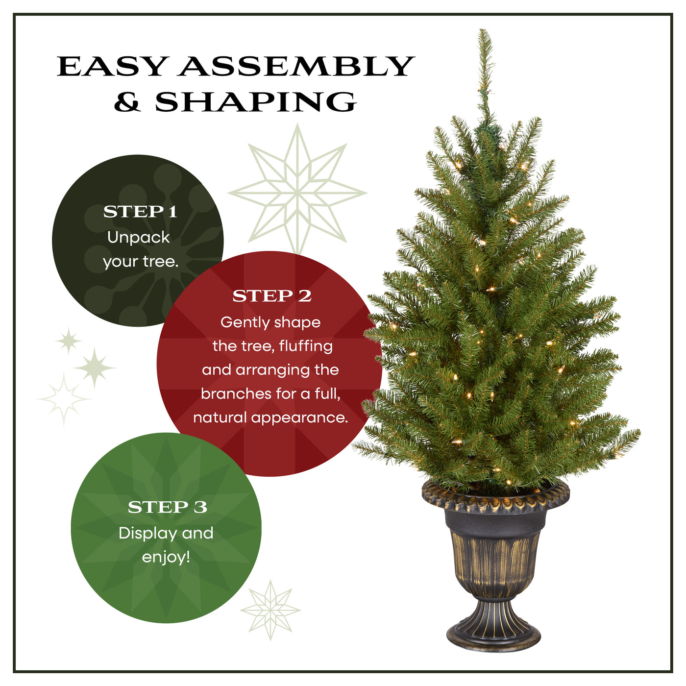 4 ft. Pre-Lit Dunhill Fir Entrance Tree  in Dark Bronze Pot with Clear Lights, Plug-In - National Tree Company