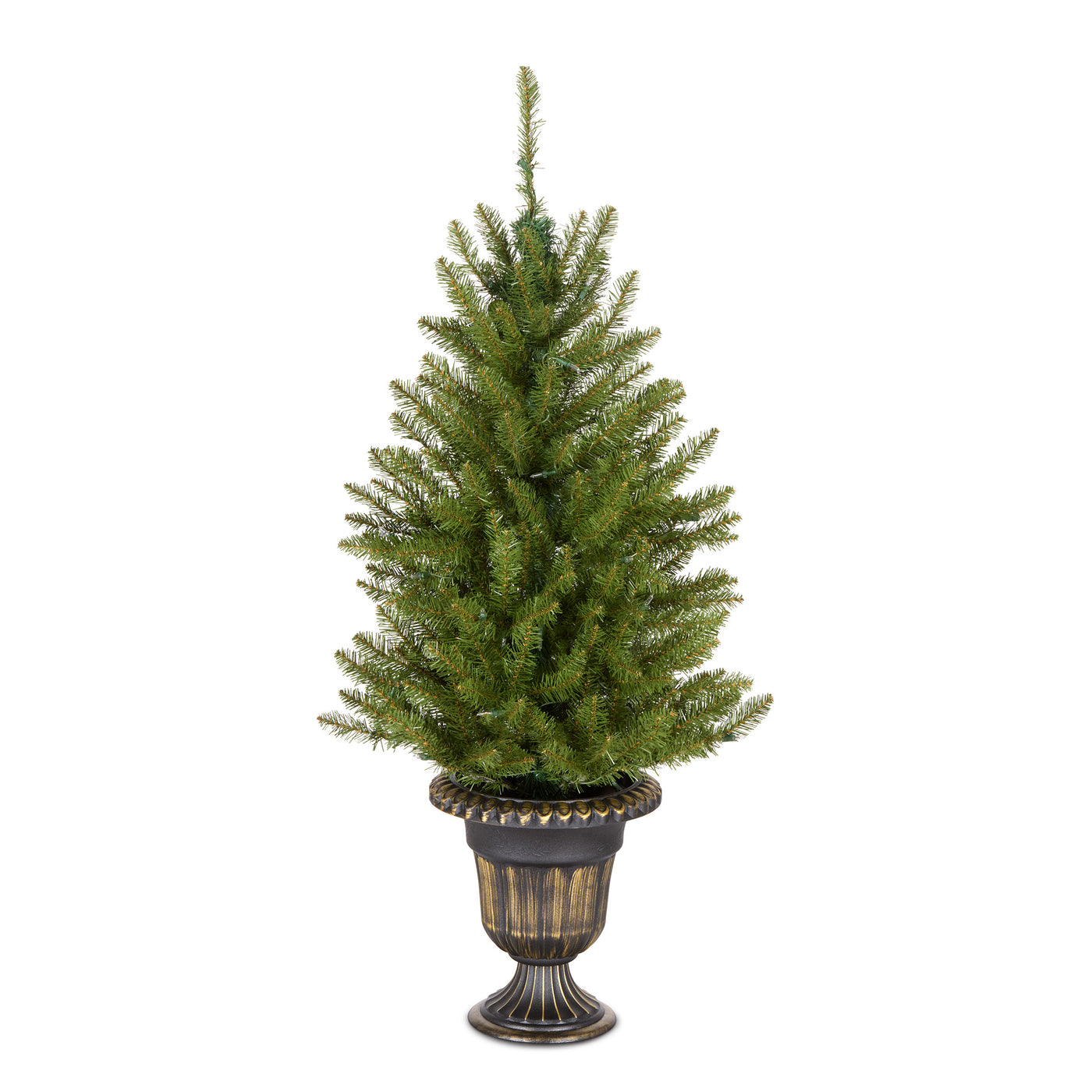 4 ft. Pre-Lit Dunhill Fir Entrance Tree  in Dark Bronze Pot with Clear Lights, Plug-In - National Tree Company