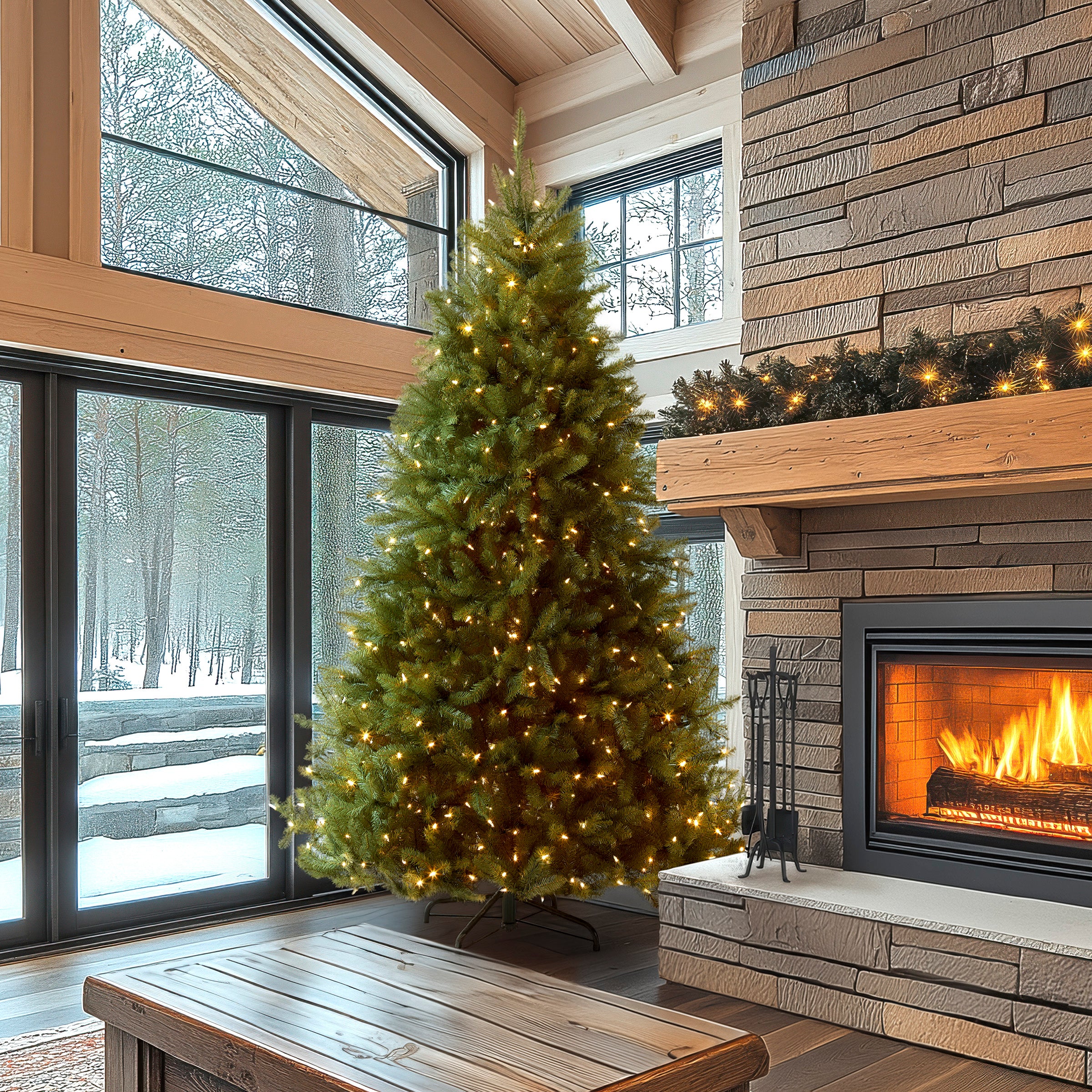 9 ft. Pre-Lit Dunhill Fir Tree with PowerConnect Dual Color LED