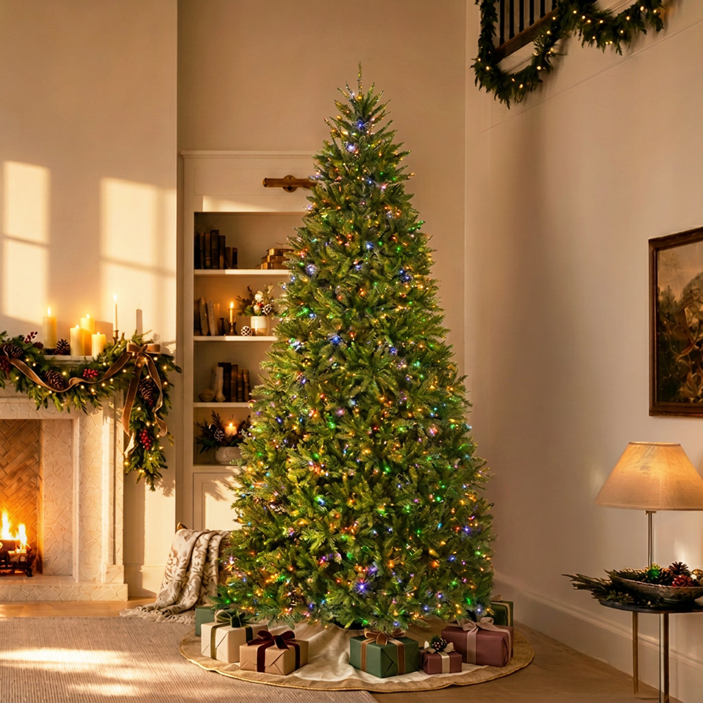 10 ft.Pre-Lit Dunhill Fir Hinged Tree with PowerConnect Dual Color LED Lights, Plug-In - National Tree Company