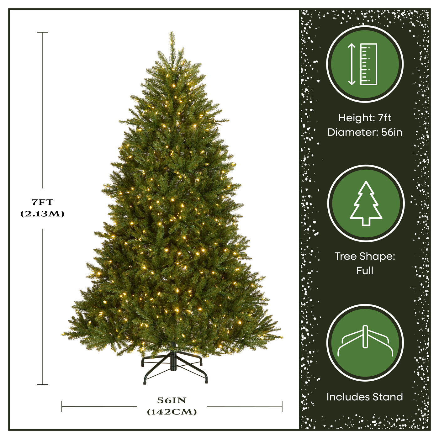7 ft. Pre-Lit Dunhill Fir Hinged Tree with PowerConnect Dual Color LED Lights - National Tree Company