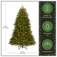 7 ft. Pre-Lit Dunhill Fir Hinged Tree with PowerConnect Dual Color LED Lights - National Tree Company