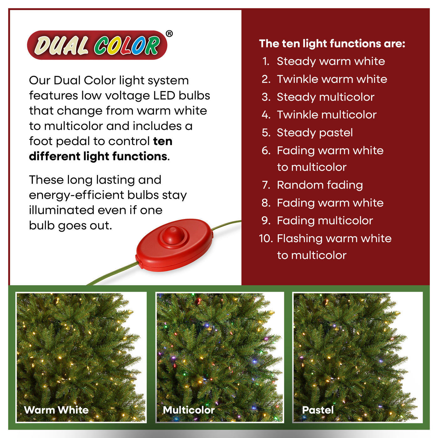 7 ft. Pre-Lit Dunhill Fir Hinged Tree with PowerConnect Dual Color LED Lights - National Tree Company